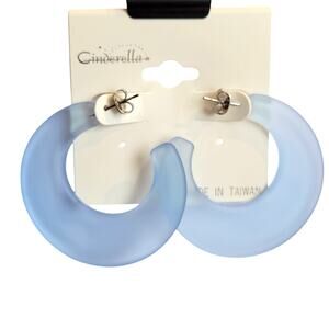 Blue Hoop Earrings 1.7" Retro Bold Pastel Y2K Festival Pierced 80's Statement